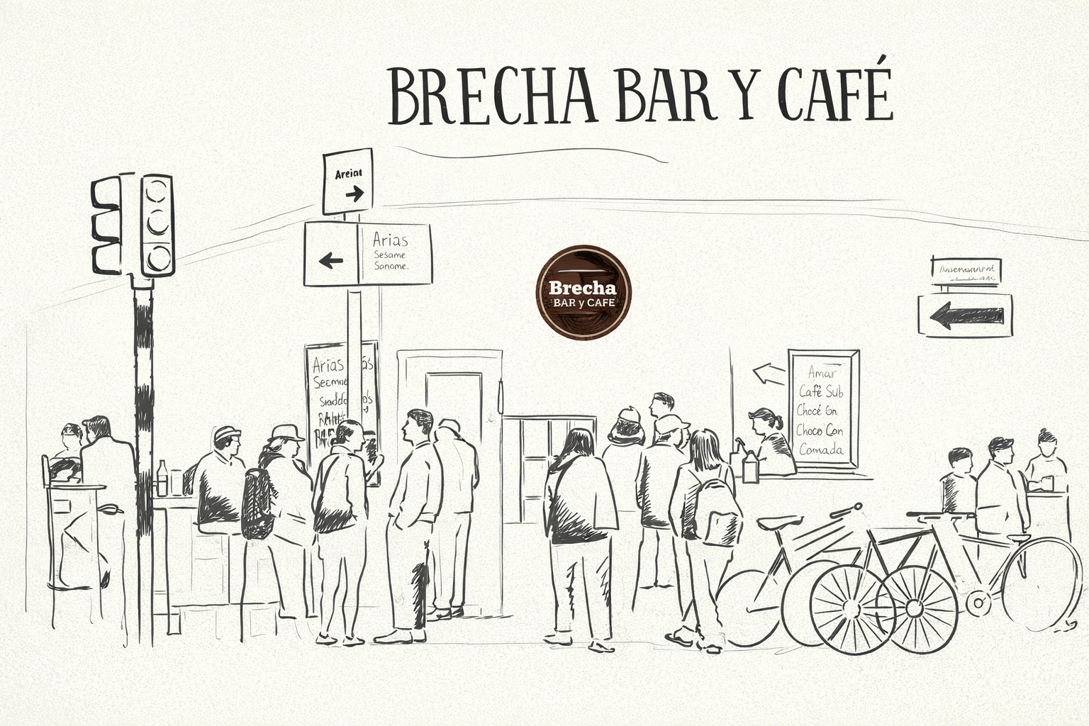 Ilustración artística de Brecha Bar y Café
